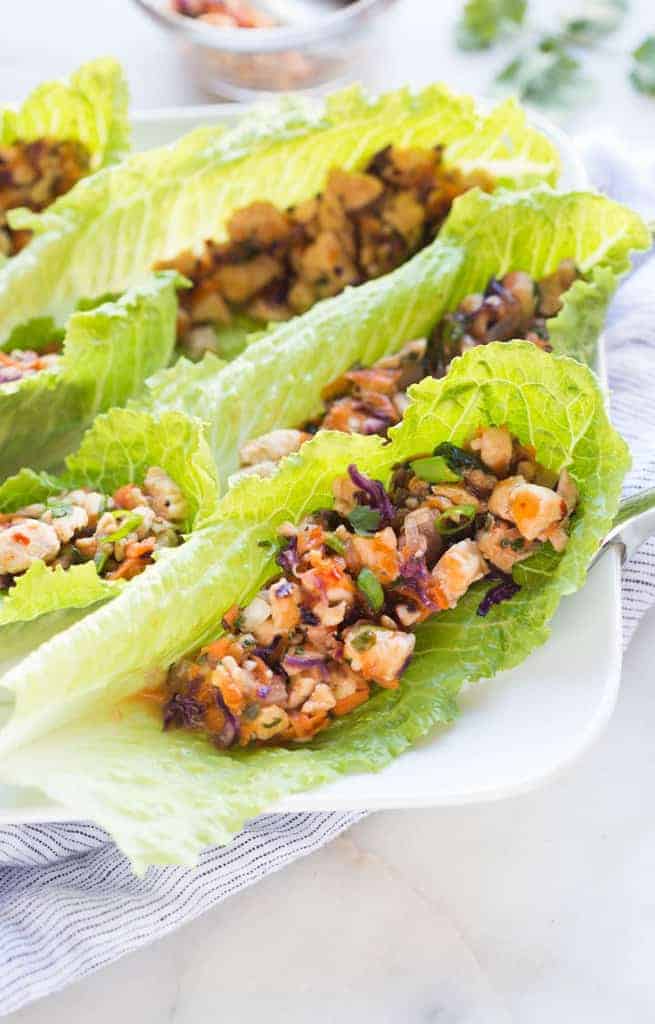 Cinnamon Ground Turkey Lettuce Wraps with Quick Apple Chutney